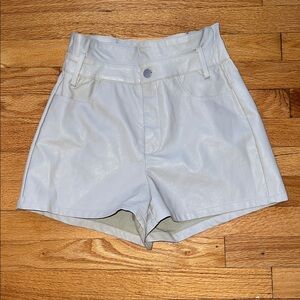 Le Lis Faux Leather Cream High Waisted Shorts - Size S